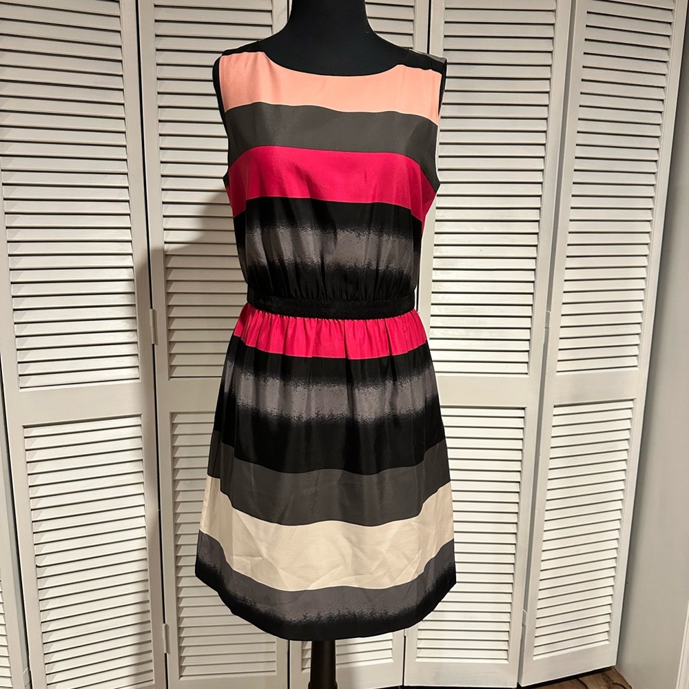 LOFT Colorblock Mini Dress - Black, Pink, Cream